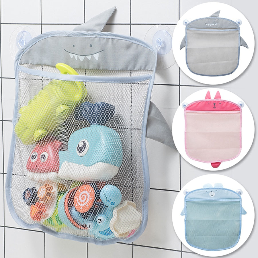 Cartoon Animals Mesh Bath Bag with Sucker Attachment for Children's Bath Toys