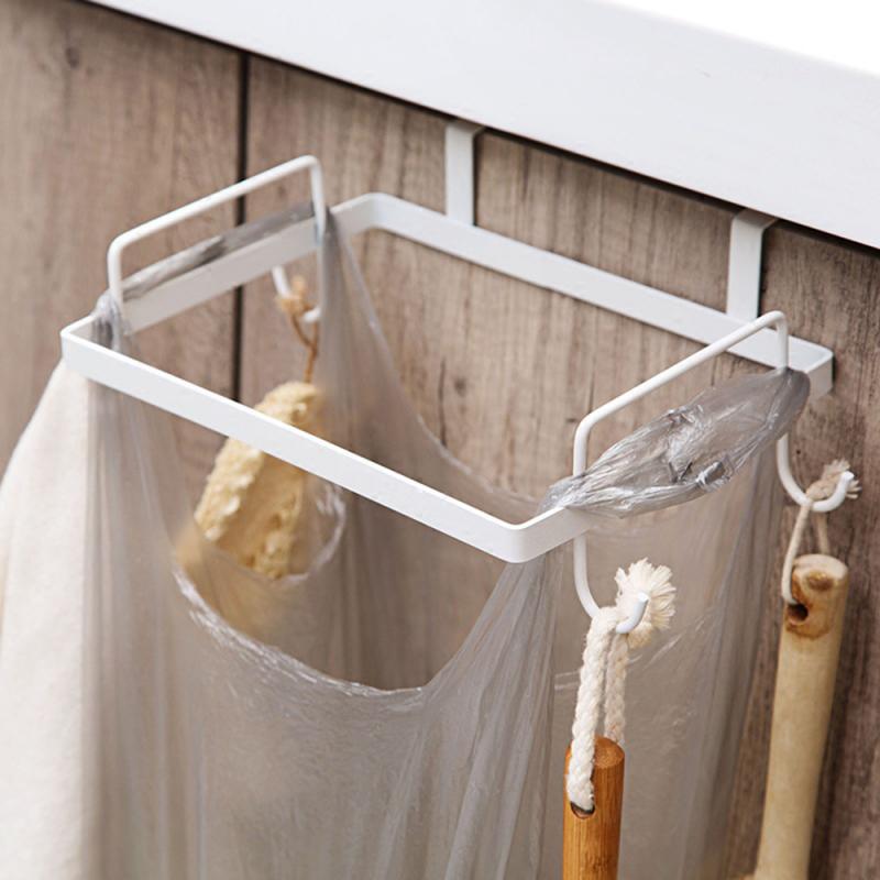 Portable Plastic Garbage Hanging Bag Kitchen Trash Storage Rack Bag Hook Scouring Pad Dry Shelf Holder Kitchen Organzier